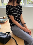 Striped Knitted T Top