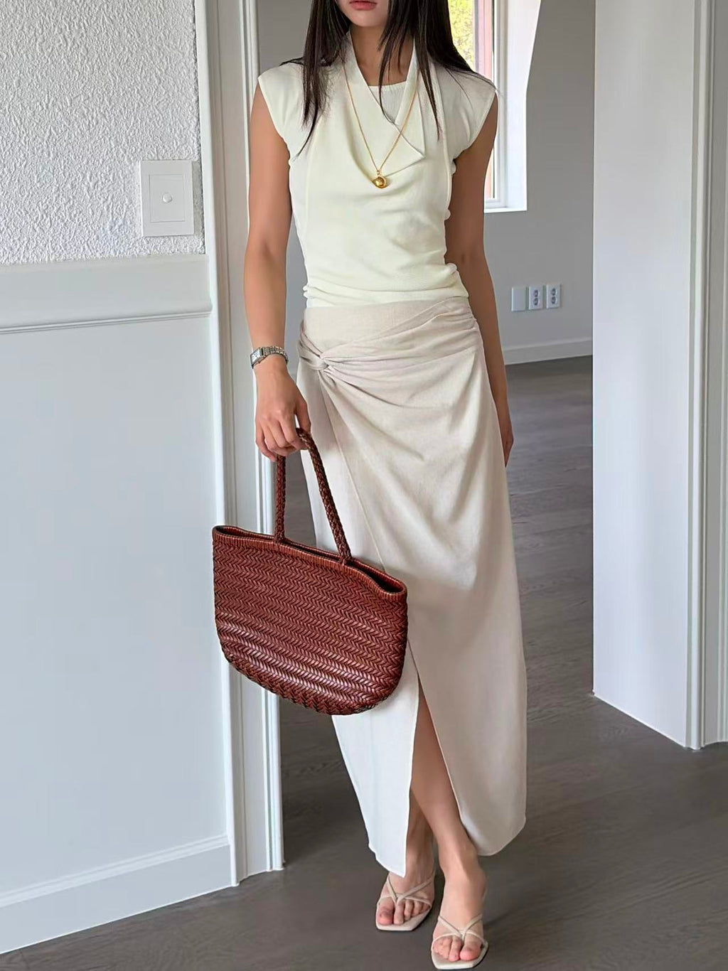 Linen Knot Maxi Skirt