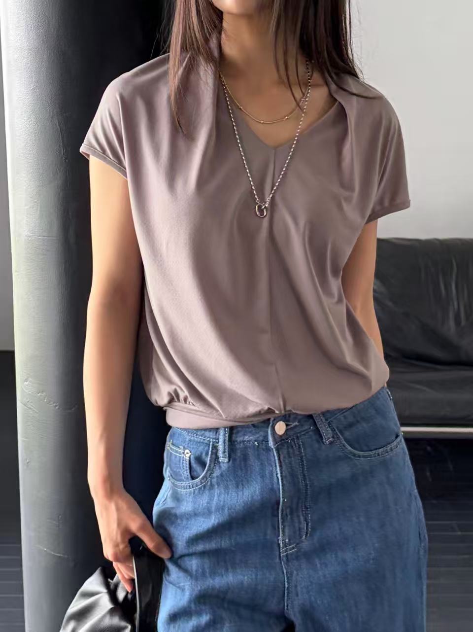 Double V Chiffon T Top