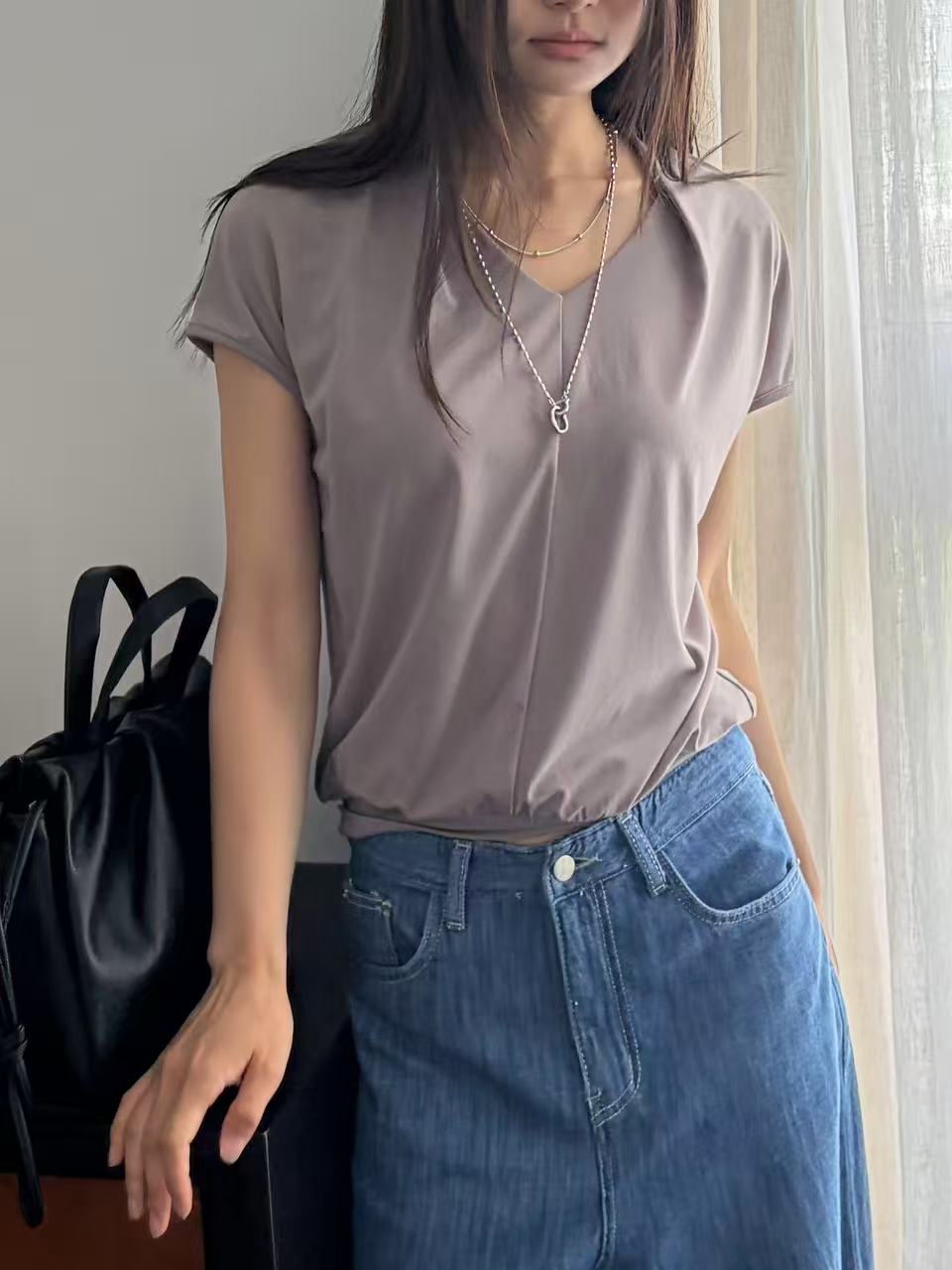 Double V Chiffon T Top