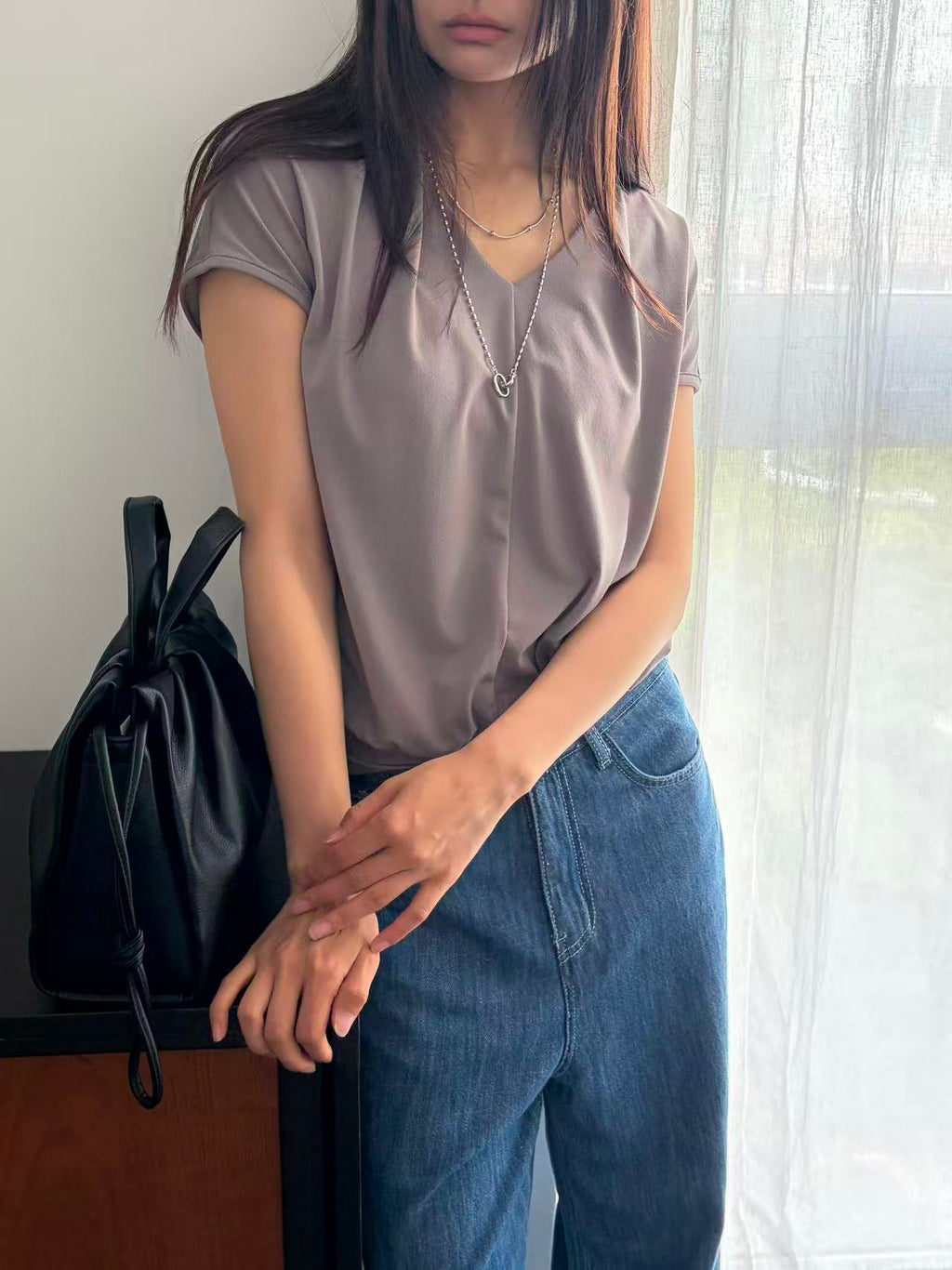 Double V Chiffon T Top