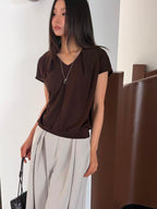 Double V Chiffon T Top
