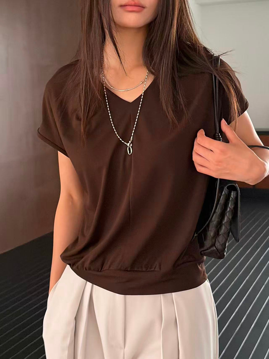 Double V Chiffon T Top