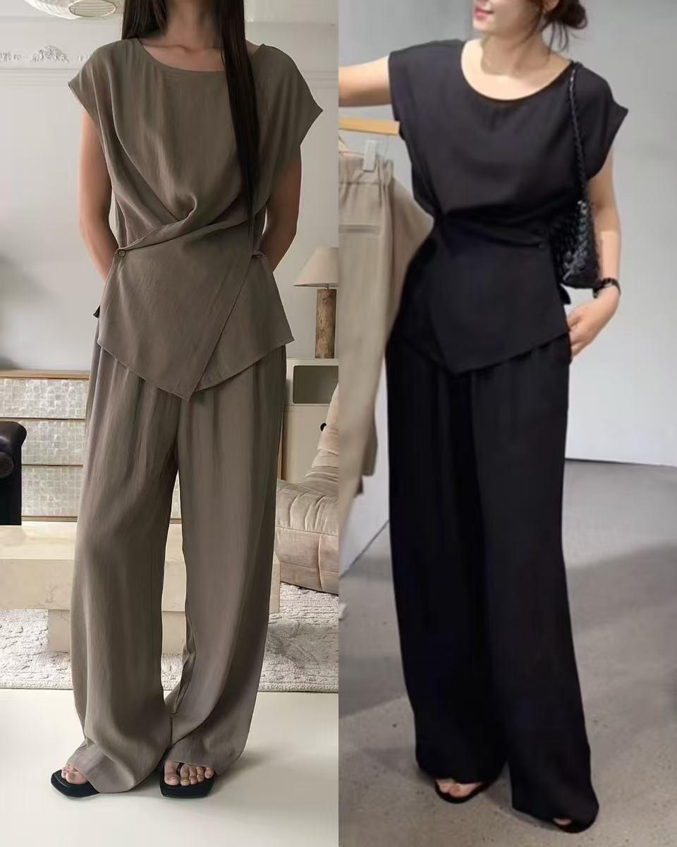 Wide Tied Linen T Top