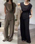 Wide Tied Linen T Top