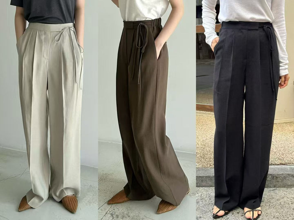 Button on side Chiffon Pants