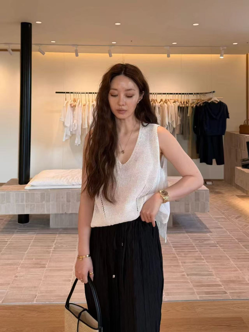 Knitted V Neck Top