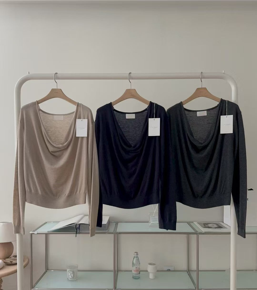 Draped Neck Knit Top