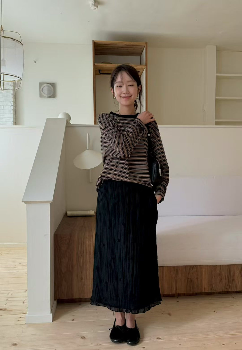 Elastic Waist Midi Skirt