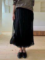 Elastic Waist Midi Skirt