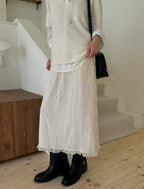 Elastic Waist Midi Skirt