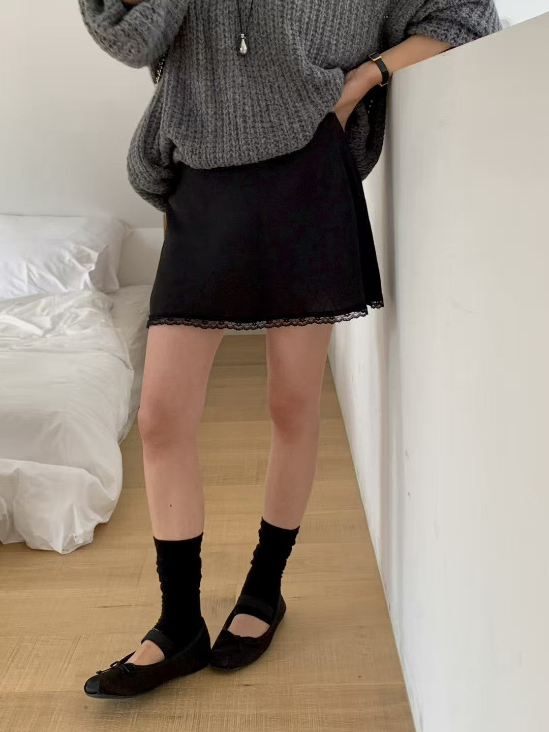 Lace Hem Mini Skirt