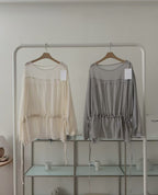 Round Neck Drawstring Top