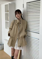 Loose Fit Drawstring Coat