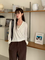 V Neck Hooded Top