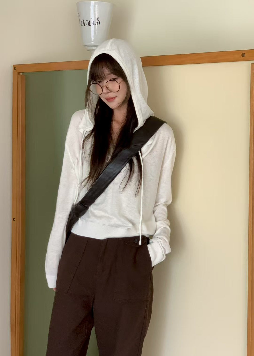 V Neck Hooded Top
