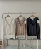 V Neck Hooded Top
