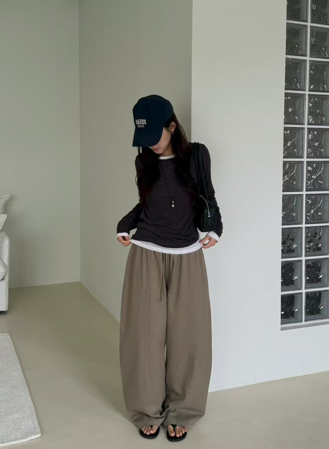 Elastic Waist Wide Leg Pant