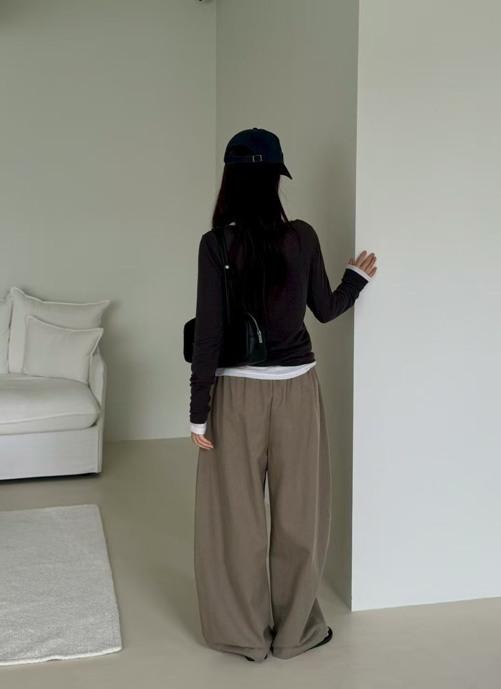 Elastic Waist Wide Leg Pant