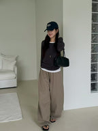 Elastic Waist Wide Leg Pant