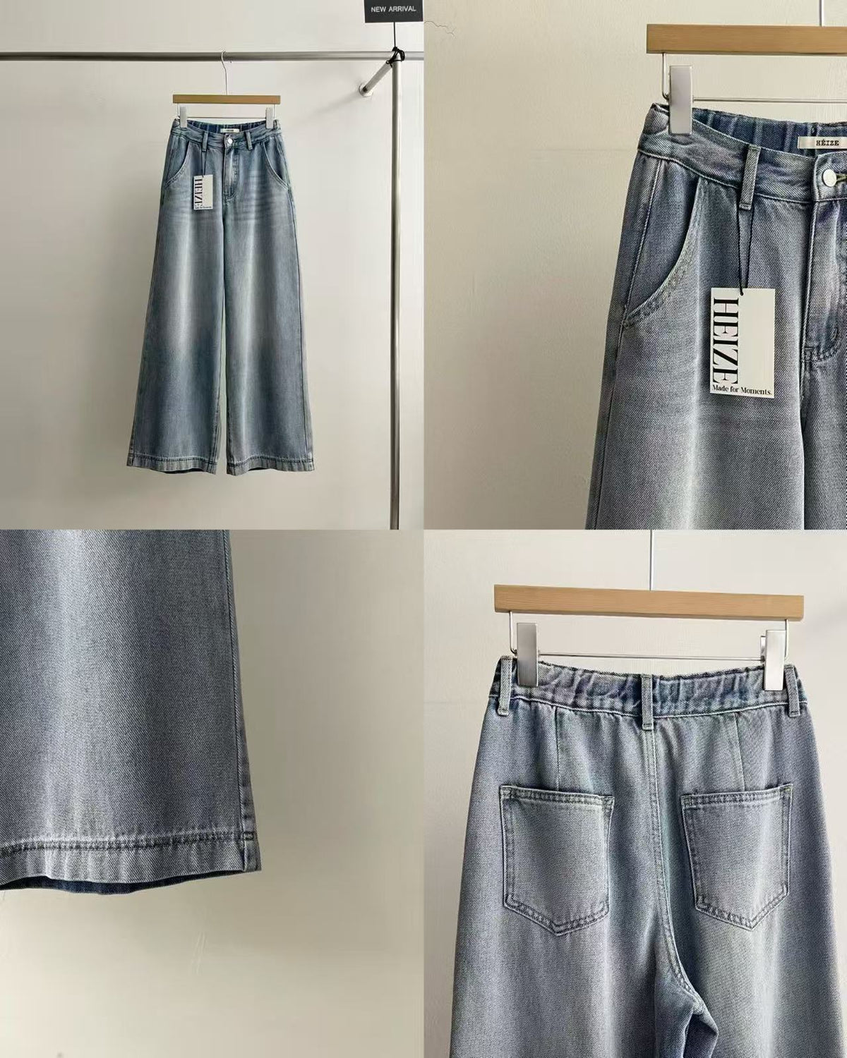 Back Elastic Waist Denim Pants