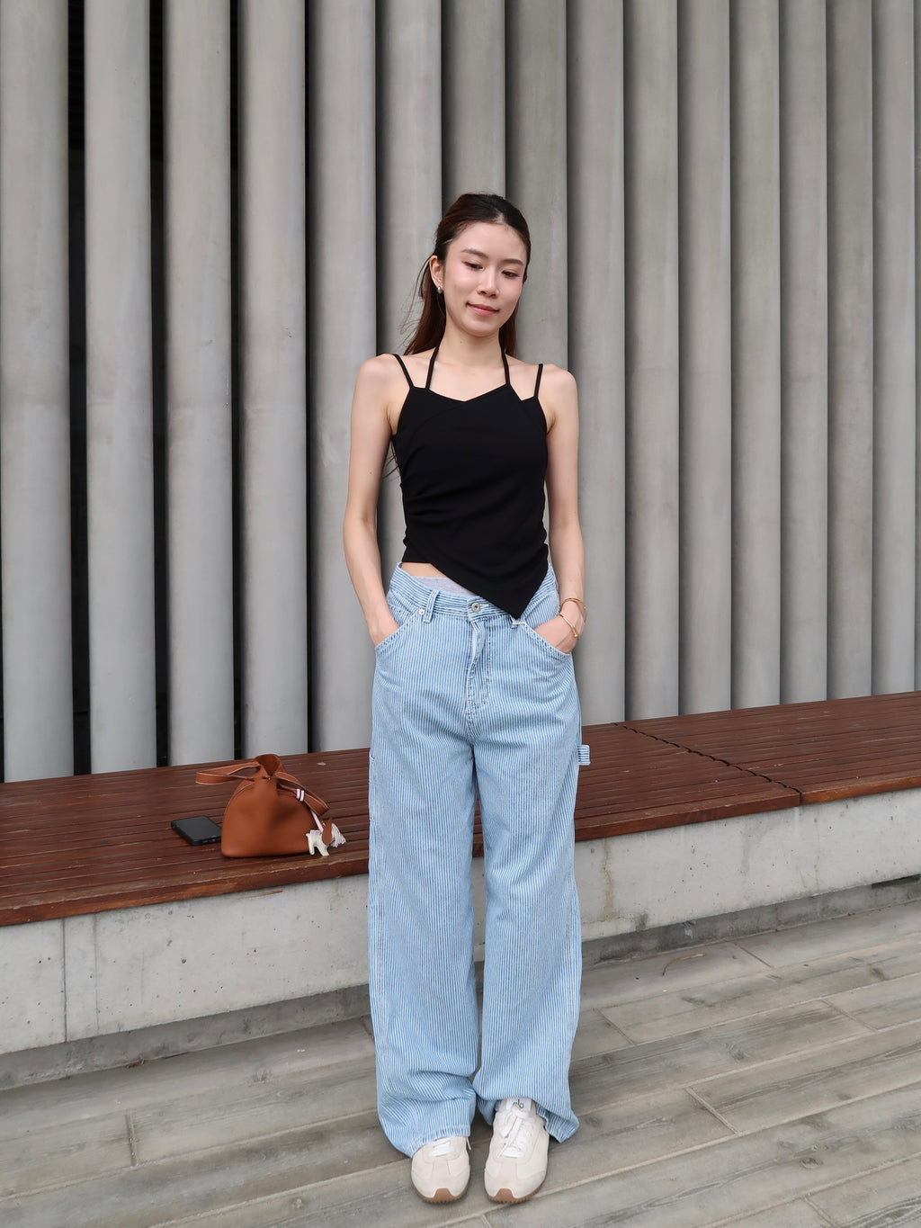 Cross Neck Cotton Tank Top with pads