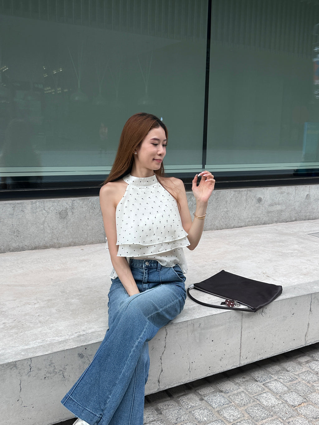 Dotted Crewneck Tank Top