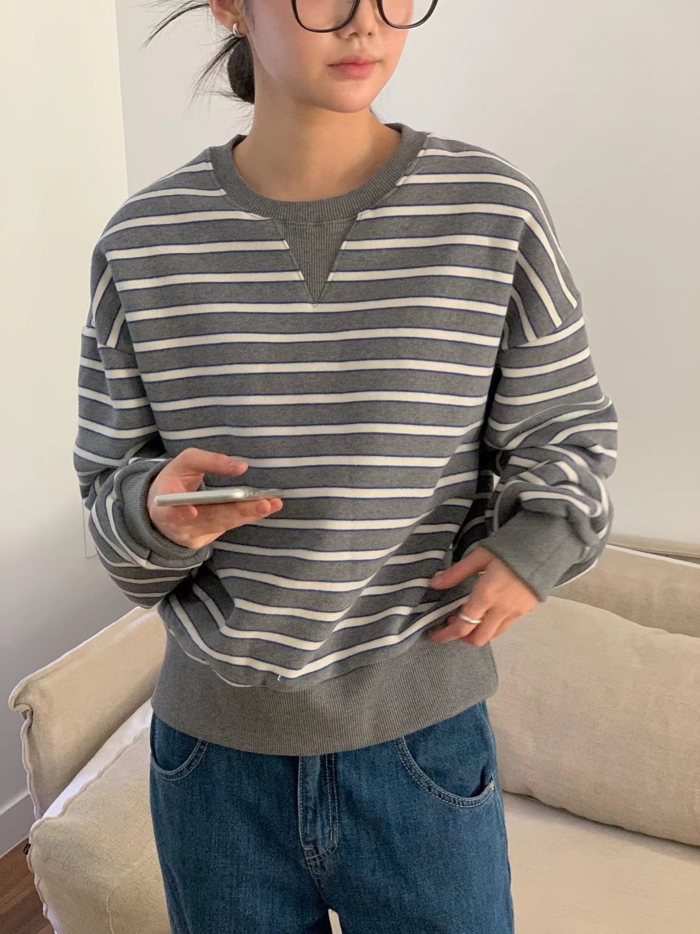 Striped Cotton Sweatshirt