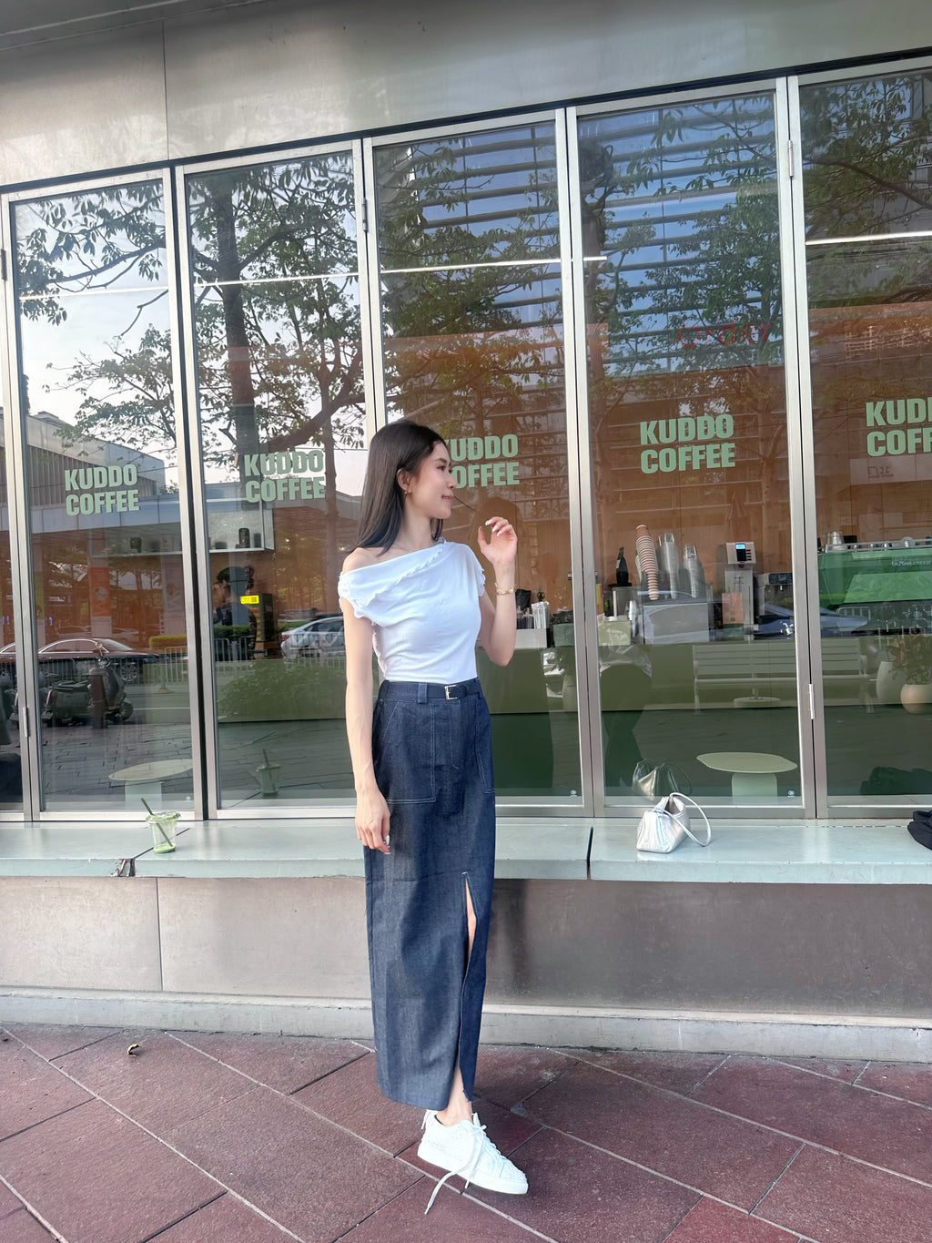 Linen Button In Maxi Skirt