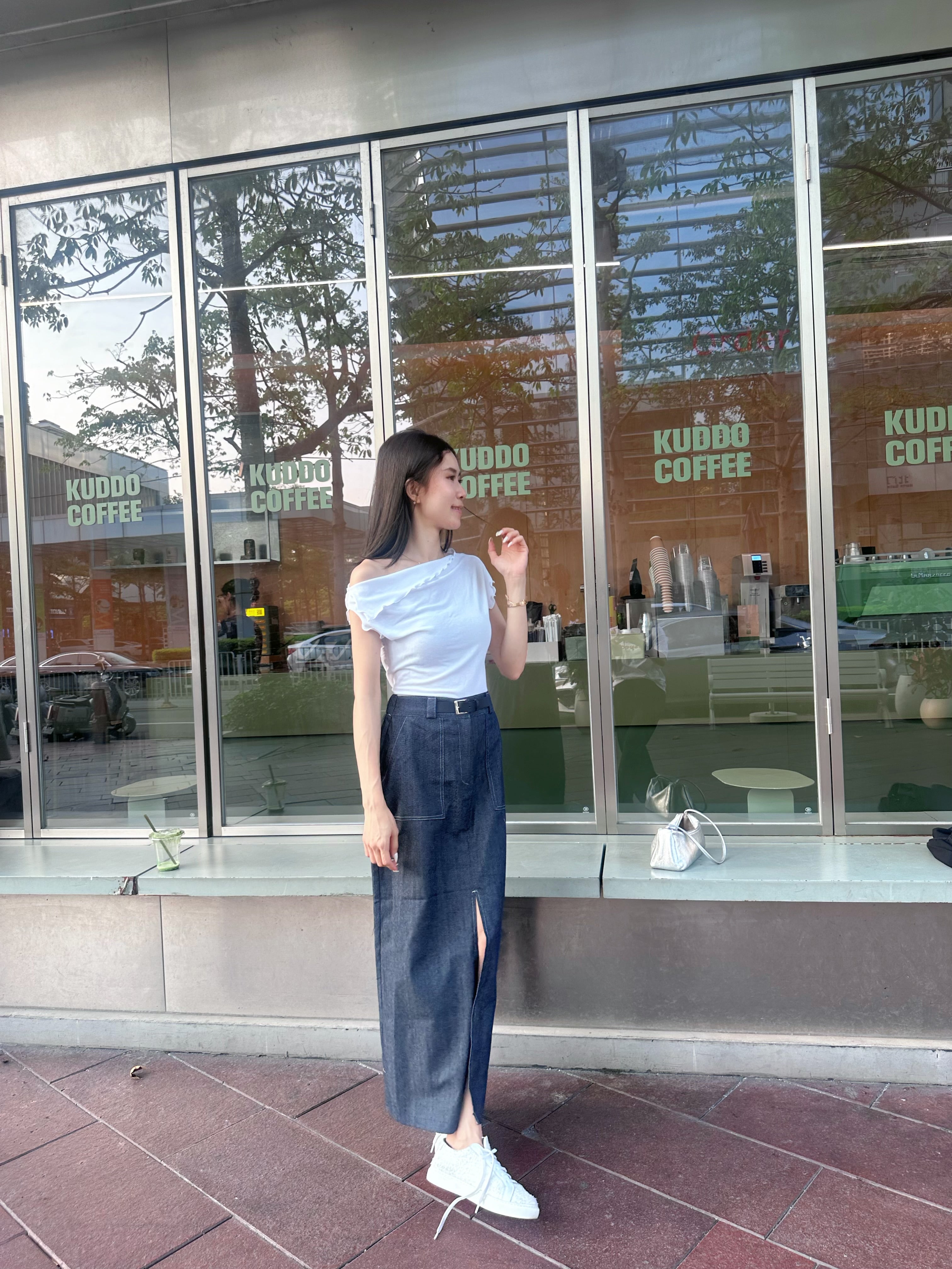 Linen Button In Maxi Skirt