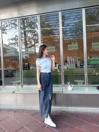 Linen Button In Maxi Skirt