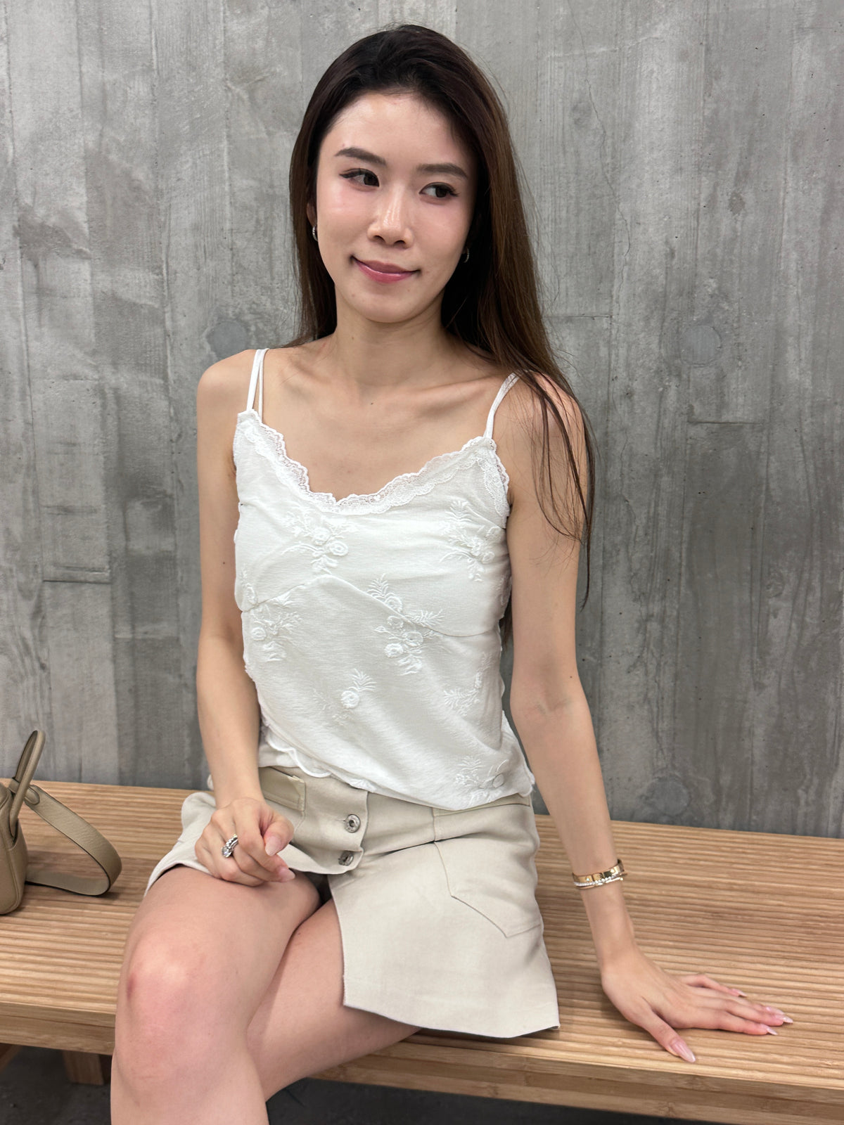 3D flower lace tank top