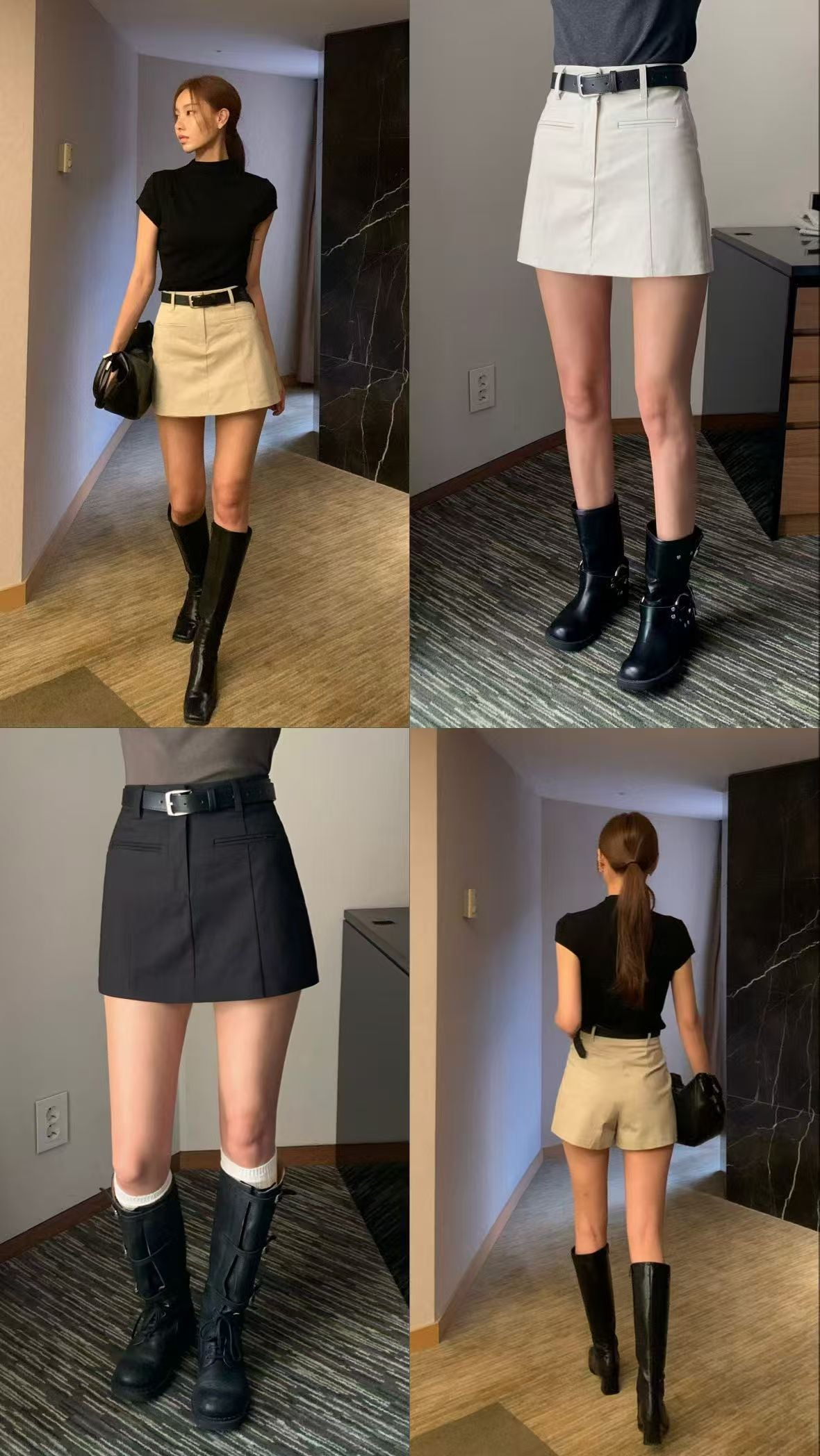 Belted A‑line Skort