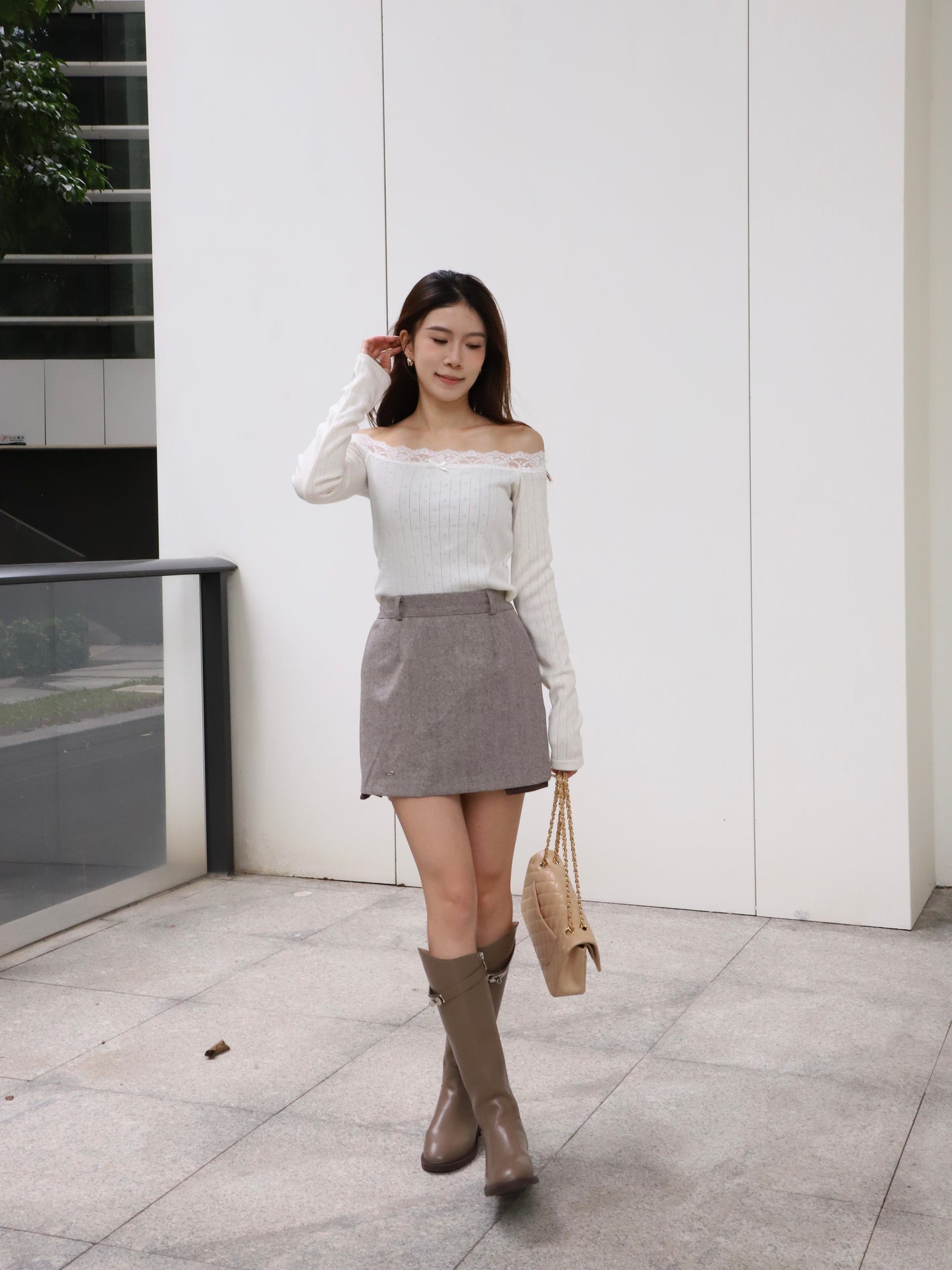 Lace Mix Off Shoulder Top