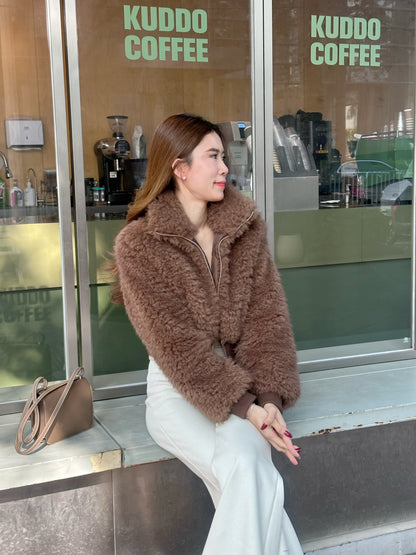 Fluffy Bear Cropped Jacket
