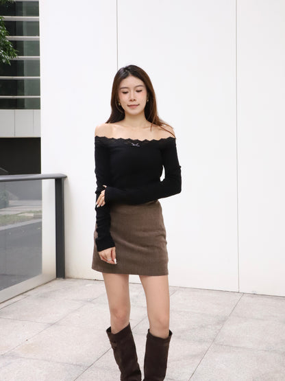 Lace Mix Off Shoulder Top