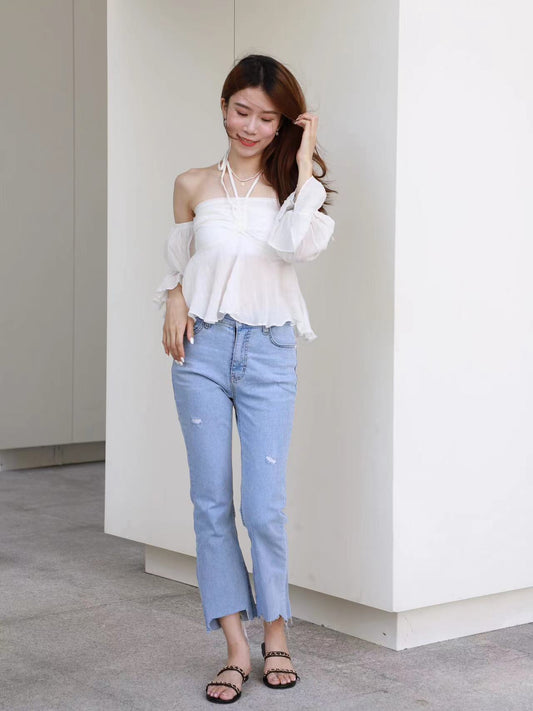 Ruffles End Flare Jeans