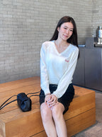 V neck Knitted Log Long Sleeves