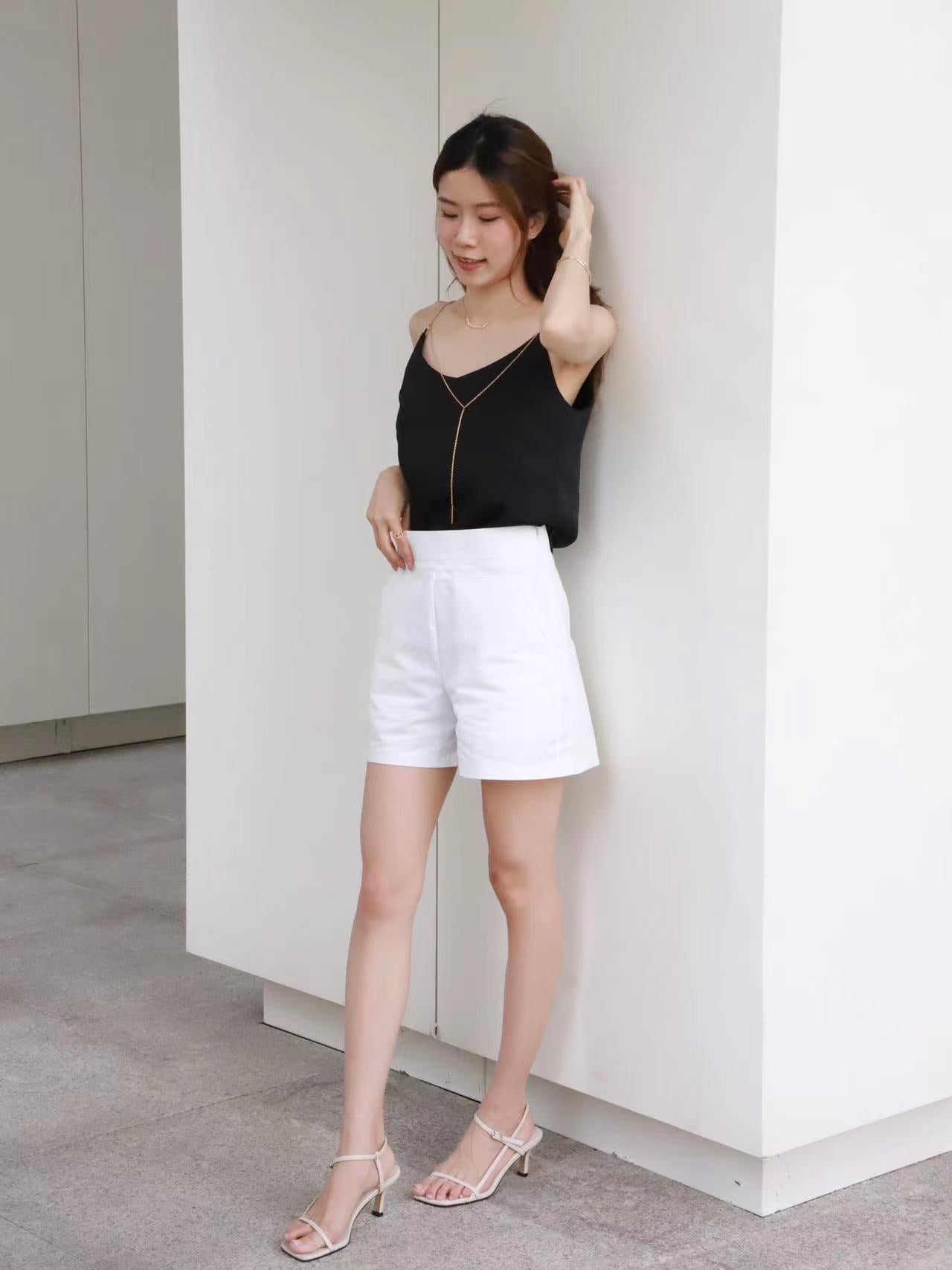 Basic White Office Shorts