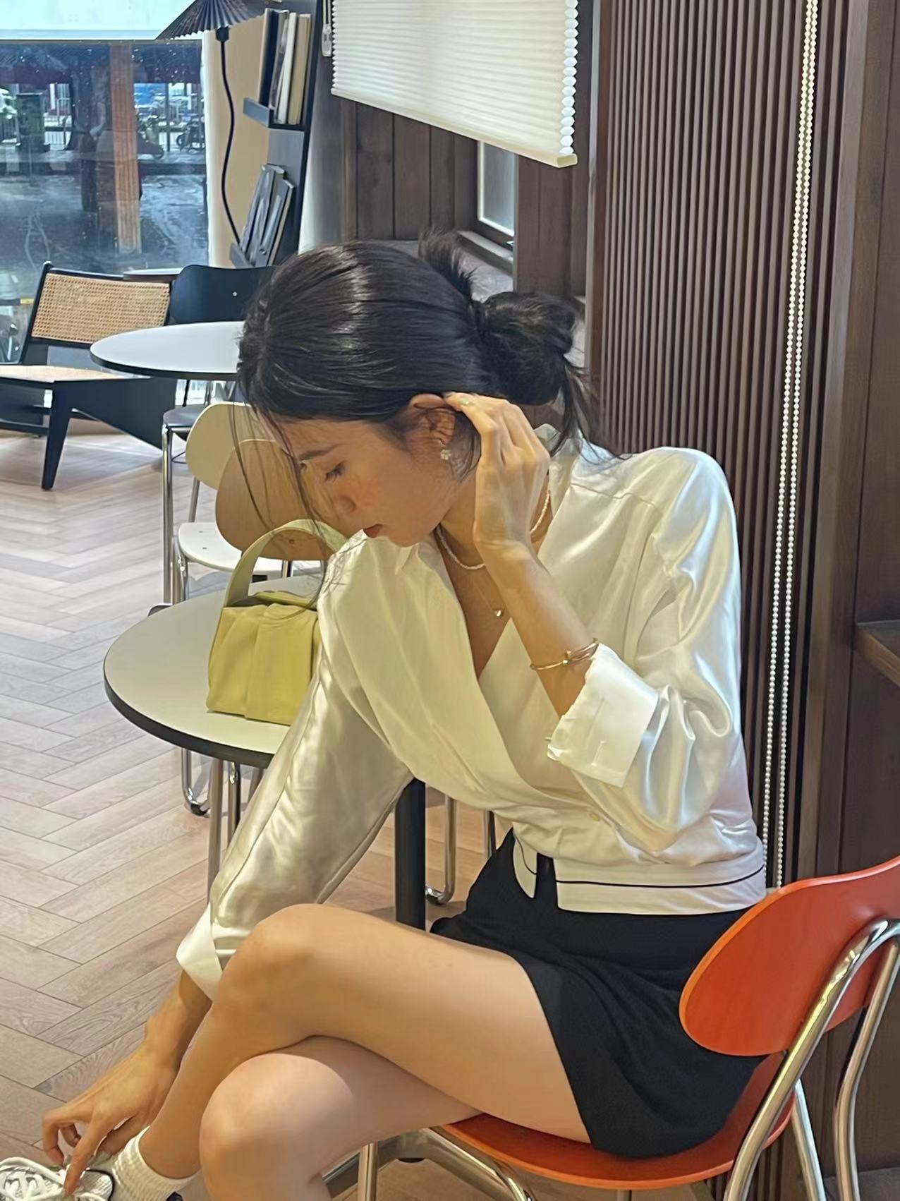 Office Silk V Neck Shirt