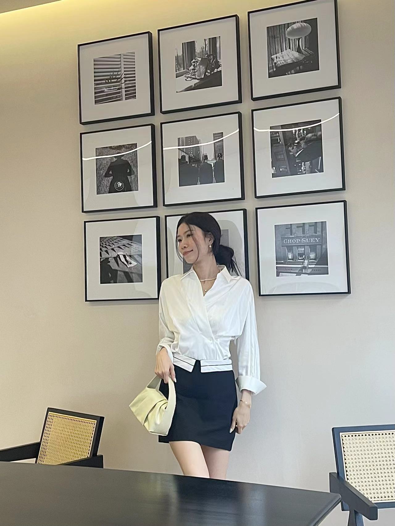 Office Silk V Neck Shirt