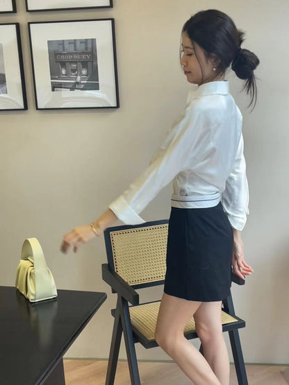 Office Silk V Neck Shirt