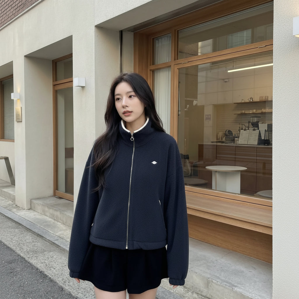 Zipped Up Fluffy Sweatshirt