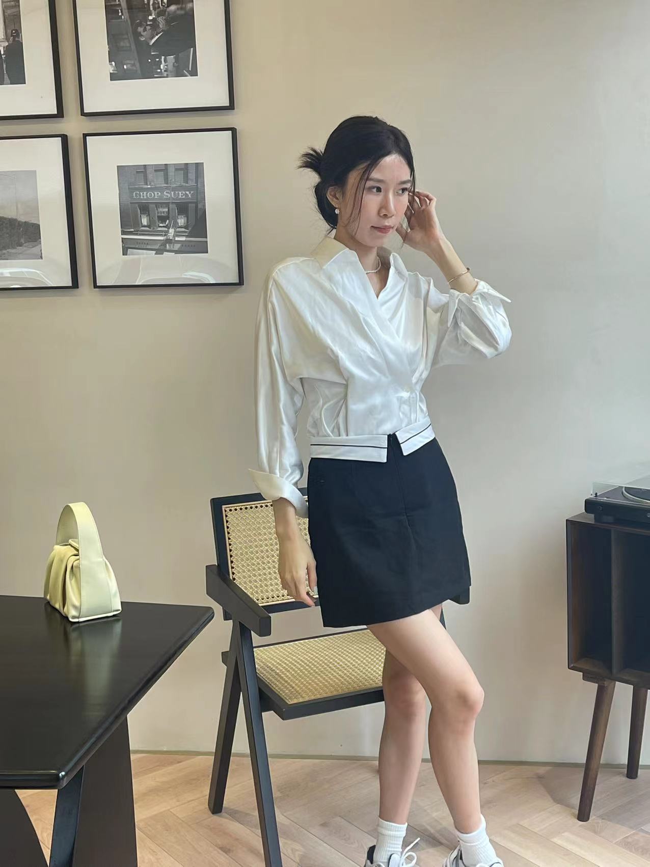 Office Silk V Neck Shirt