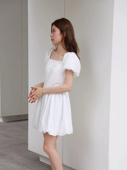 Puffy Pop White Mini Dress