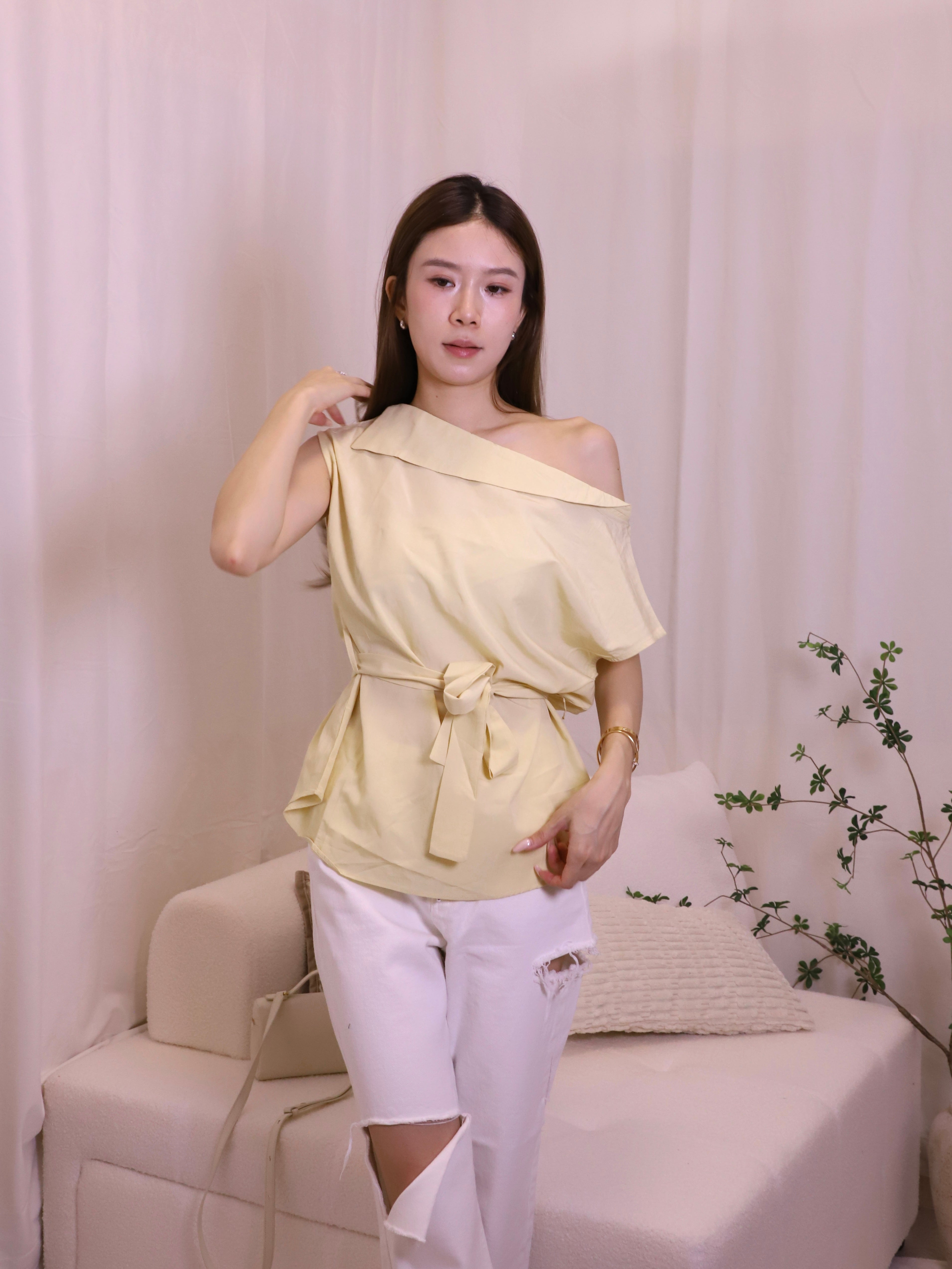 One Side Off Shoulder Shirt Top