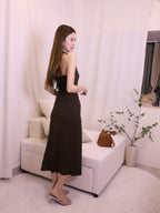 ashchic made Tied Neck Slit Maxi Dress with pads