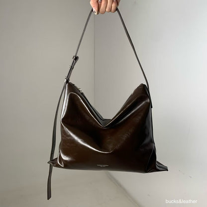 Real Leather Office Zipped Bag 大號