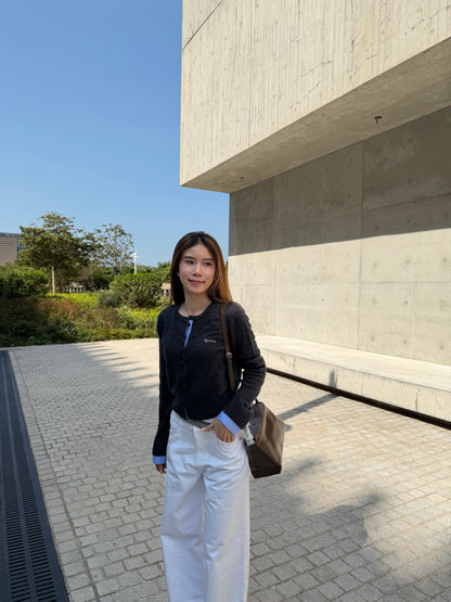 Mix Checked Wool Cardigan