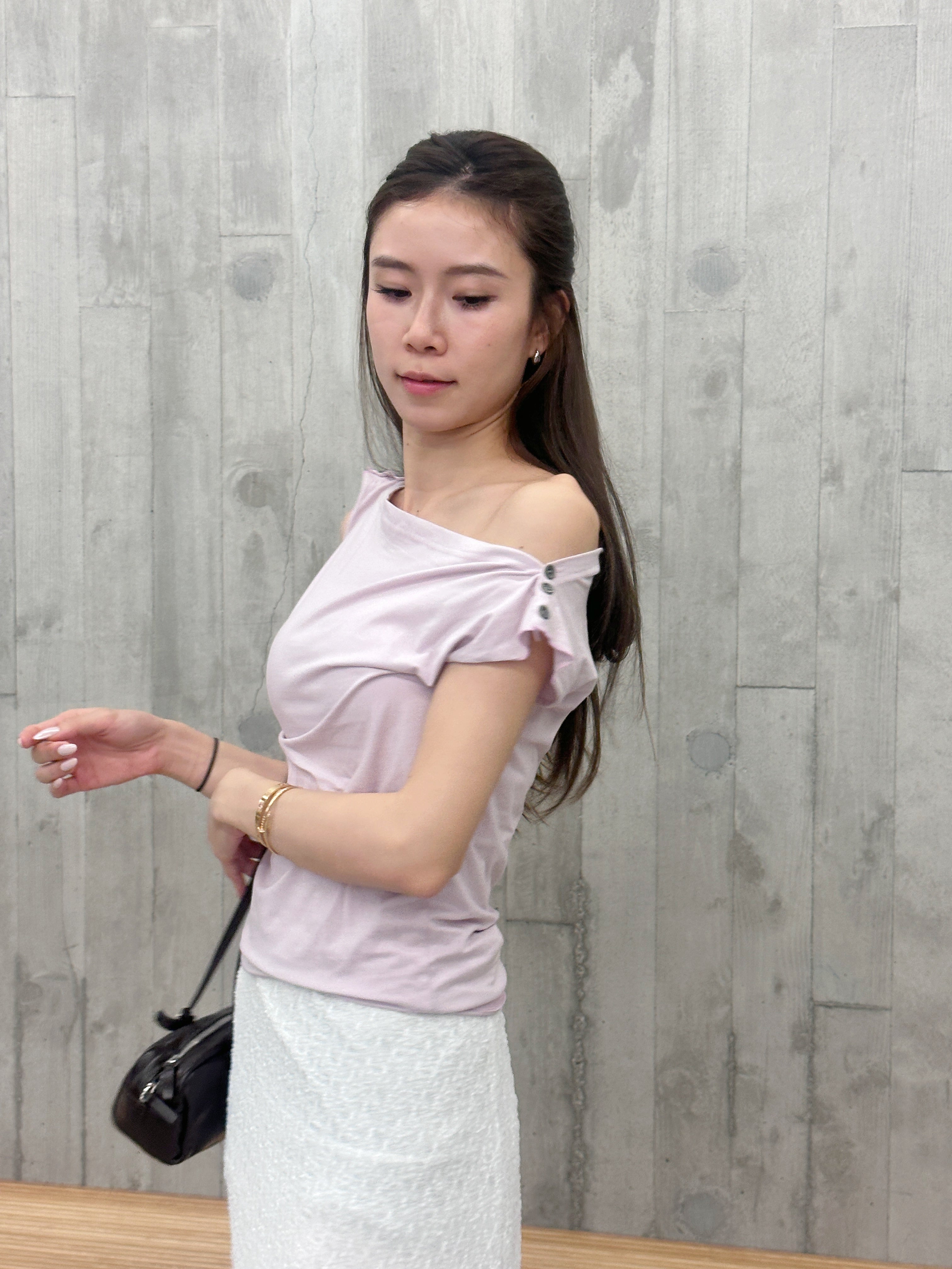 Button on Shoulder T Top
